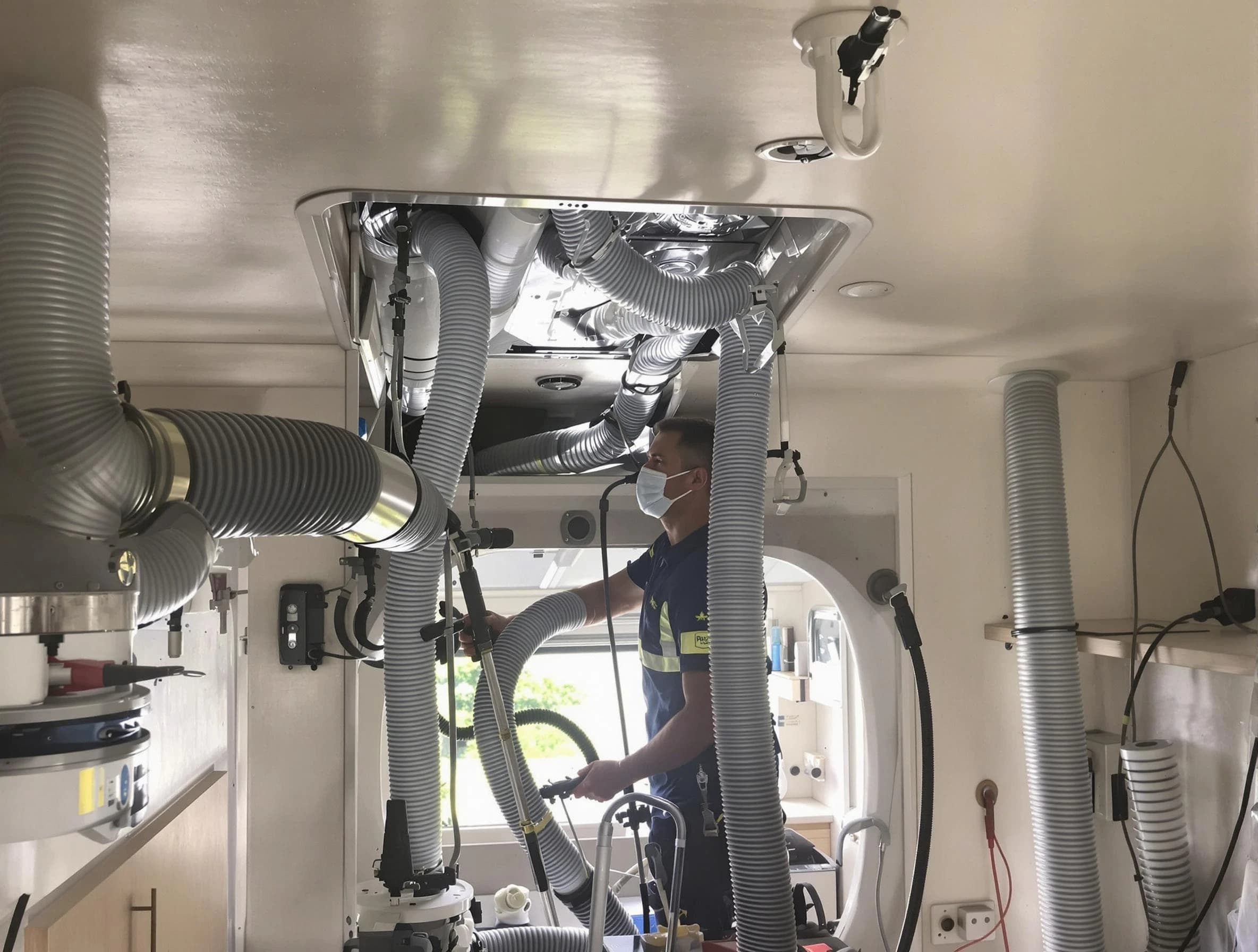 Rialto Air Duct Cleaning specialist performing precise mobile home duct cleaning in Rialto