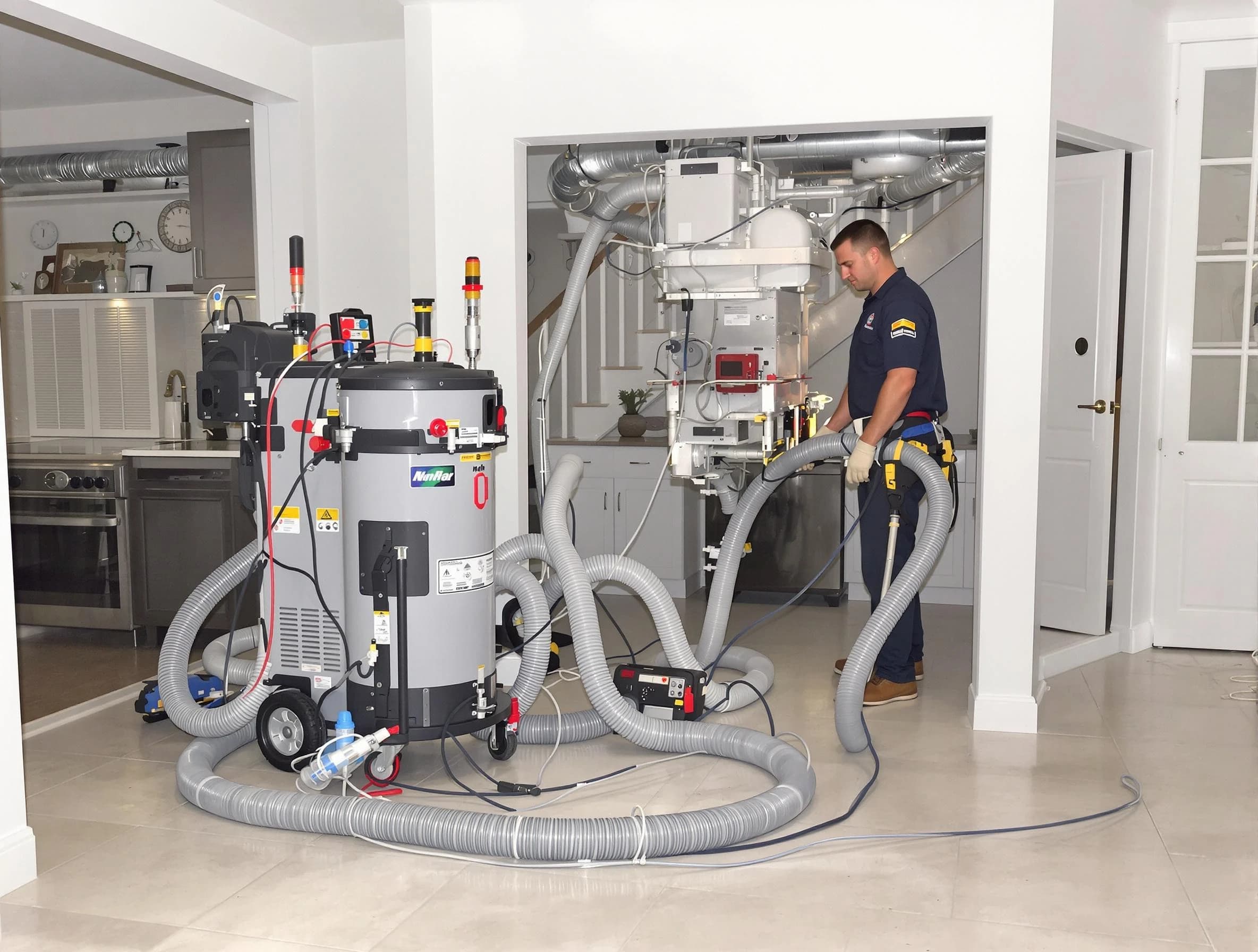Rialto Air Duct Cleaning technician operating negative pressure cleaning equipment for thorough duct maintenance in Rialto